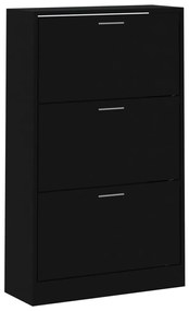 fekete szerelt fa cipősszekrény 63x24x103 cm