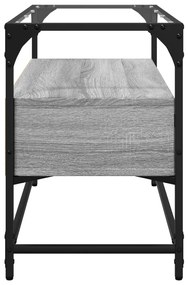 szürke sonoma szerelt fa TV-szekrény üveglappal 80 x 35 x 51 cm