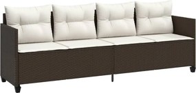 vidaXL barna polyrattan napozóágy párnával