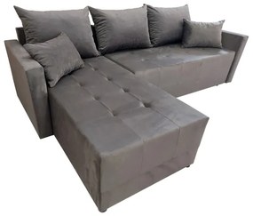 Univerzális, L-alakú, kihúzható sarokülőgarnitúra DUBLIN, szürke