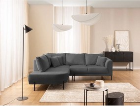 Sötétszürke zsenília sarokkanapé (bal oldali-L alakú) Mauris – Ropez