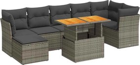 vidaXL 8 részes szürke polyrattan kerti ülőgarnitúra párnákkal