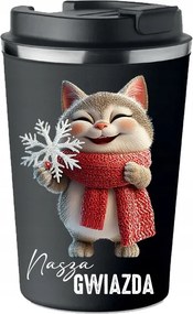 Thermo bögre karácsonyi ajándék Karácsonyi csillag vicces cica