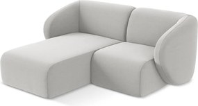 Világosszürke bársony sarokkanapé (bal oldali-heverő résszel) Lani – Makamii