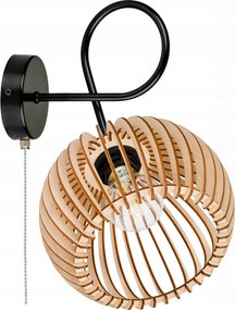 Fali lámpa E27 loft fali lámpa Gömb XL fa on/off kapcsoló láncos