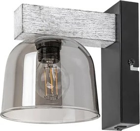 Rabalux cardamom fali lámpa e14 ip20 ezüst tölgy fekete füst színű üveg