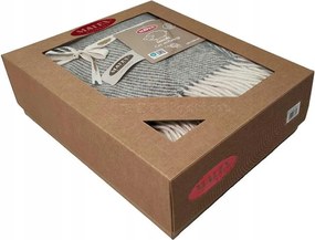 Gyapjú takaró 140x200 Maori szürke sötét rojtos pléd Matex