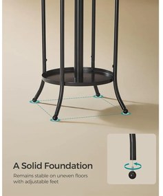 Szabadon álló ruhafogas esernyőtartóval, fekete