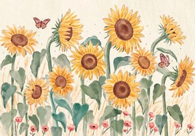 Fotótapéta Festett kép színes Napraforgók +ragasztó Ajándék 312 x 219