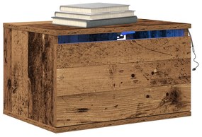 Éjjeli asztal LED világítással, régi fa 50x36x30 cm