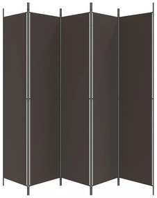 5 paneles barna szövet paraván 250 x 220 cm