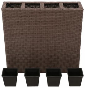 barna polyrattan kerti magaságyás 4 kaspóval