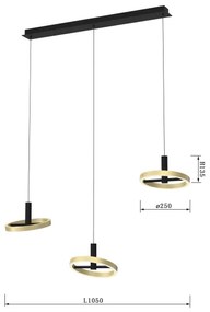 Wofi 7016-304 - LED Dimmelhető csillár zsinóron BREST LED/26W/230V fekete/arany