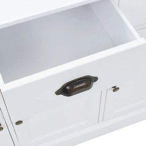 3 ajtós MDF és fenyőfa tálalószekrény 105 x 35 x 77,5 cm