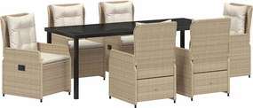 vidaXL Kert étkező szett 7 pcs Beige és Világosszürke polirattan