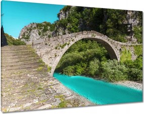 Vászonkép 100x70 Türkiz folyó híd