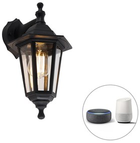 Okos kültéri fali lámpa fekete IP44, beleértve a Wifi ST64-et - New Haven