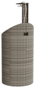 szürke polyrattan és akácfa kültéri zuhanyzó 100x100x241,5 cm