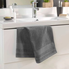 Sötétszürke frottír pamut törölköző 50x90 cm Tendresse – douceur d'intérieur