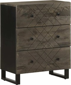vidaXL Sideboard Fekete 60x33x75 cm tömörfa Mango