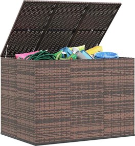 Barna Polyrattan Kerti Párnatartó Doboz 145 X 100 X 103 Cm