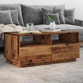 antik fa színű dohányzóasztal LED-lámpákkal 90 x 49 x 40 cm