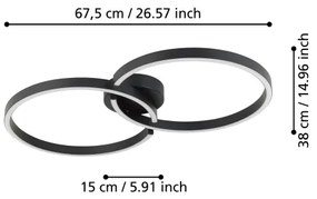 Eglo 900955-LED RGBW Dimmelhető mennyezeti lámpa AMANDOLO 19,5W/230V fekete + távirányító