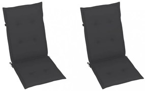 2 db antracit szövet magas háttámlájú székpárna 120x50x3 cm