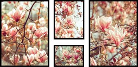 Magnólia virágok poszter XXL fa szett otthonra