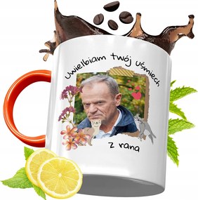 Donald Tusk Narancssárga Bögre Ajándék, fényképes nyomattal