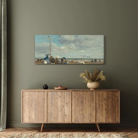 Kép - Eugène Boudin, Beach  at Trouville, reprodukciók (120x50 cm)