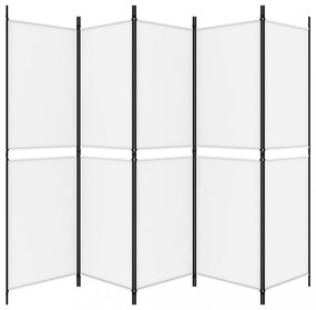 fehér 5 paneles paraván 250x180 cm szövet