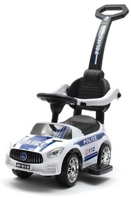 Zenélő bébitaxi vezetőrúddal Baby Mix RENDŐRSÉG fehér