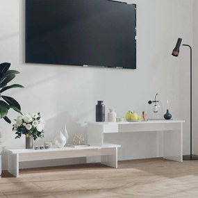 Magasfényű fehér forgácslap tv-szekrény 180 x 30 x 43 cm