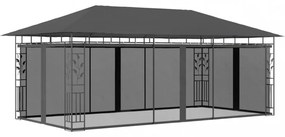 antracitszürke pavilon szúnyoghálóval 6 x 3 x 2,73 m