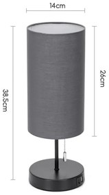 Aigostar - Asztali lámpa USB porttal 1xE27/40W/230V fekete