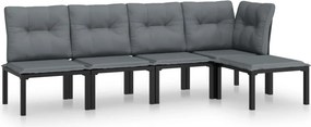 vidaXL 5 részes fekete-szürke polyrattan kerti ülőgarnitúra