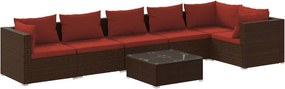 7 részes barna polyrattan kerti ülőgarnitúra párnákkal