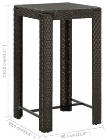 5 részes barna polyrattan kültéri bárszett kartámasszal
