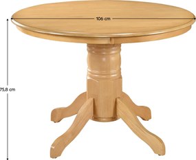 Étkezőasztal, kerek, világos tölgy, átmérő 106 cm, TABLOS