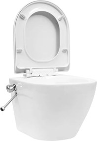 vidaXL fehér kerámia perem nélküli fali WC bidé funkcióval