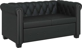vidaXL 2 személyes fekete műbőr Chesterfield kanapé