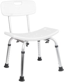 Erga Handicap PRO, téglalap alakú fürdőszobai szék háttámlával 495x545x840 mm, fehér, ERG-07657