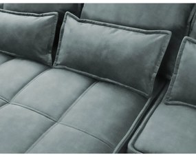 Zöld bársony kinyitható-tárolóhelyes sarokkanapé (bal oldali-heverő résszel) Campo – ELTAP