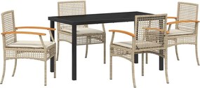 vidaXL Kert étkező szett 5 pcs Bézs polirattan