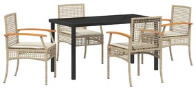 vidaXL Kert étkező szett 5 pcs Bézs polirattan