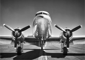 Douglas DC-3 retro vinil repülőgép tapéta a kifutópályán 208x146 +ragasztó