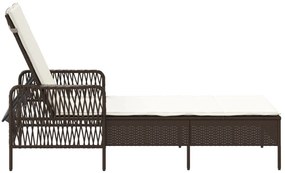 Napágy Barna és krémfehér PE Rattan 157 x 55 x 92 cm
