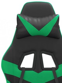 vidaXL fekete és zöld műbőr forgó játékszék