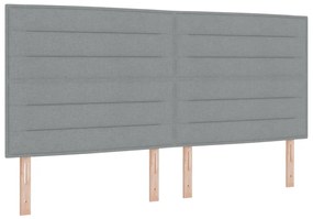 Boxspring Ágy Matraccal és LED Fénnyel Világosszürke 200x200 cm Szövet